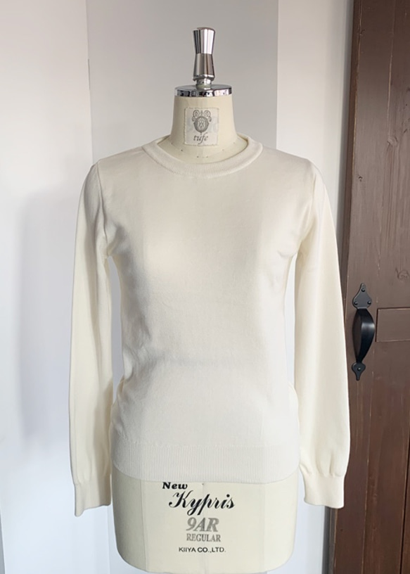 feather cotton®︎クルーネックknit tops / オフホワイト 5枚目の画像