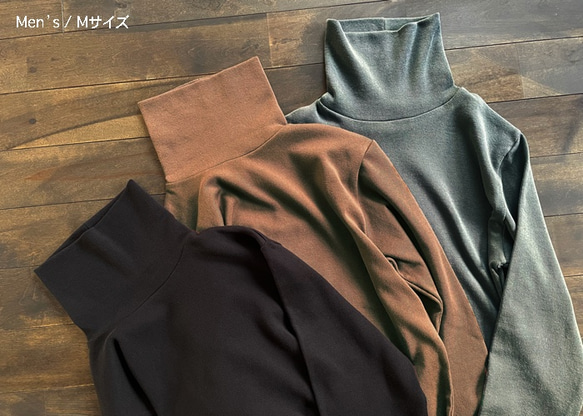 メンズタートルネック knit tops / ミディアムグレー / Mサイズ