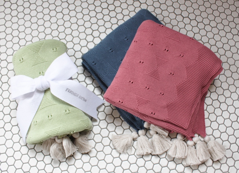 手仕事から生まれたfeather cotton®のブランケット / weekend02 old pink