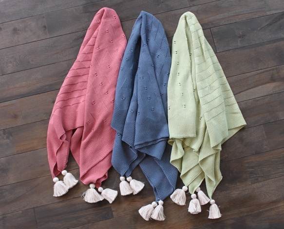 手仕事から生まれたfeather cotton®のブランケット / weekend02 dull blue 3枚目の画像