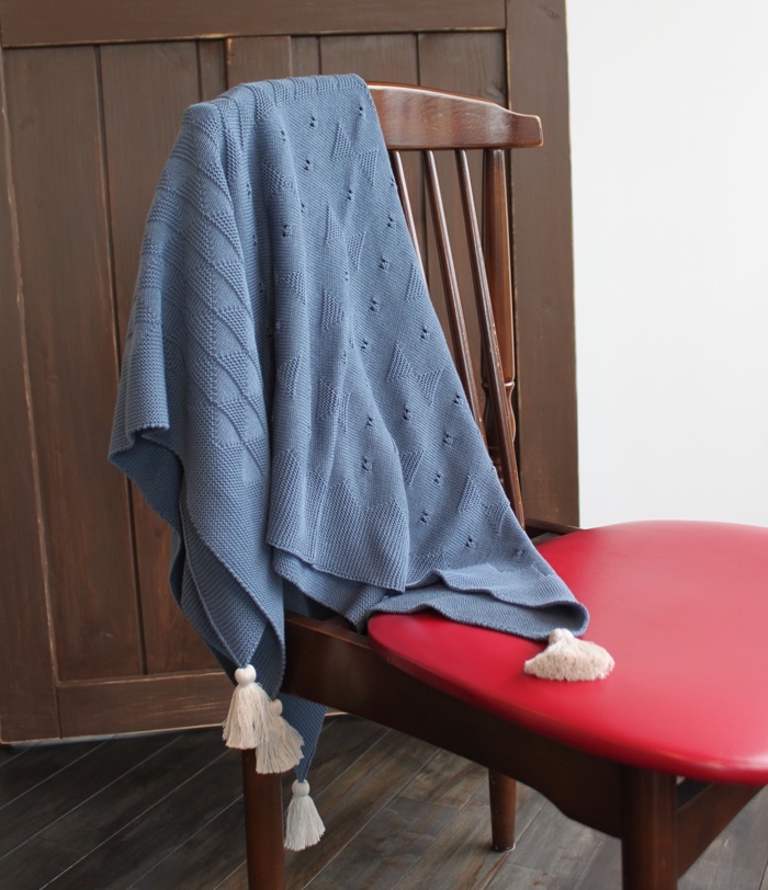 手仕事から生まれたfeather cotton®のブランケット / weekend02 dull blue