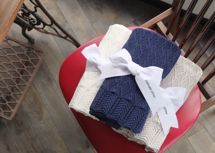 feather cotton®のブランケット / weekend 03 navy Mサイズ