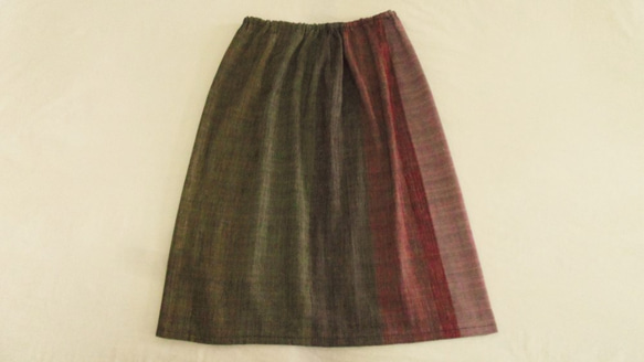手織り♡虹色筒型スカート 4枚目の画像