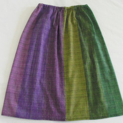手織り♡虹色筒型スカート（青紫緑バージョン） 1枚目の画像