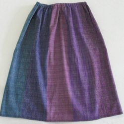 手織り♡虹色筒型スカート（青紫緑バージョン） 4枚目の画像