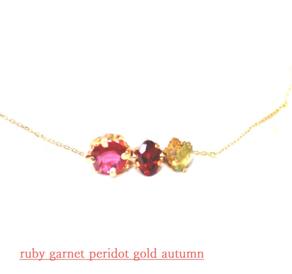 -minori no kisetu- Ruby & Garnet & Peridot Necklace