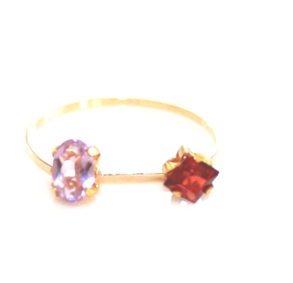 - light -k18gp Amethyst & Garnet Ring 3枚目の画像