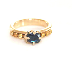 - SP -  Blue Sapphire ＆ Diamond k18 Ring 1枚目の画像