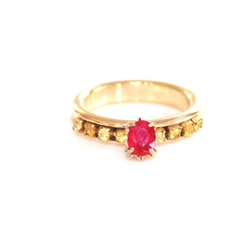 - SP - Red Beryl ＆ Diamond k18 Ring 1枚目の画像