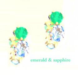 - sawayakana kaze - Emerald & Sapphire Earrings 1枚目の画像