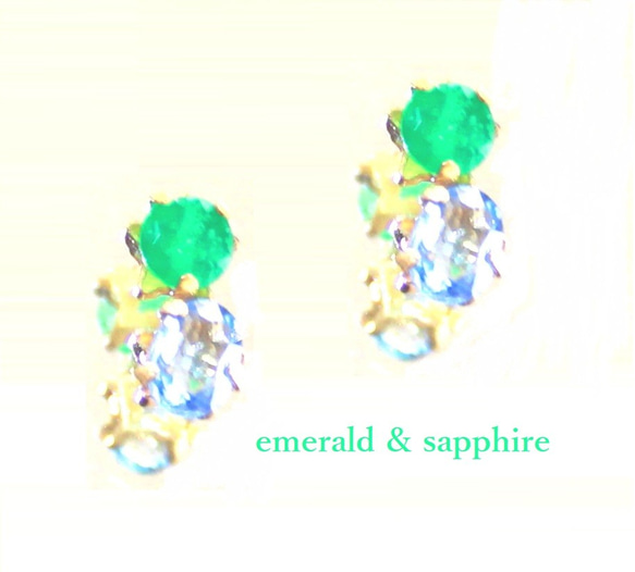 - sawayakana kaze - Emerald & Sapphire Earrings 2枚目の画像