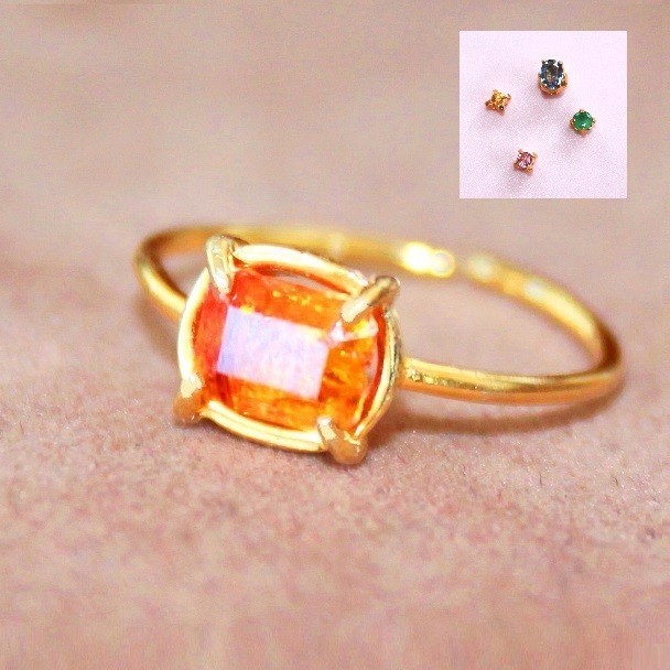 PREMIUM　ランダムレアストーンk10リング＋プレシャスストーンのペンダントトップセット