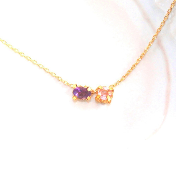 k10- fuyu no yaezakura - Amethyst & Pink Spinel Necklace 1枚目の画像