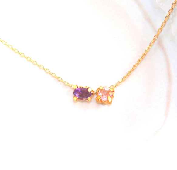 k10- fuyu no yaezakura - Amethyst & Pink Spinel Necklace 2枚目の画像