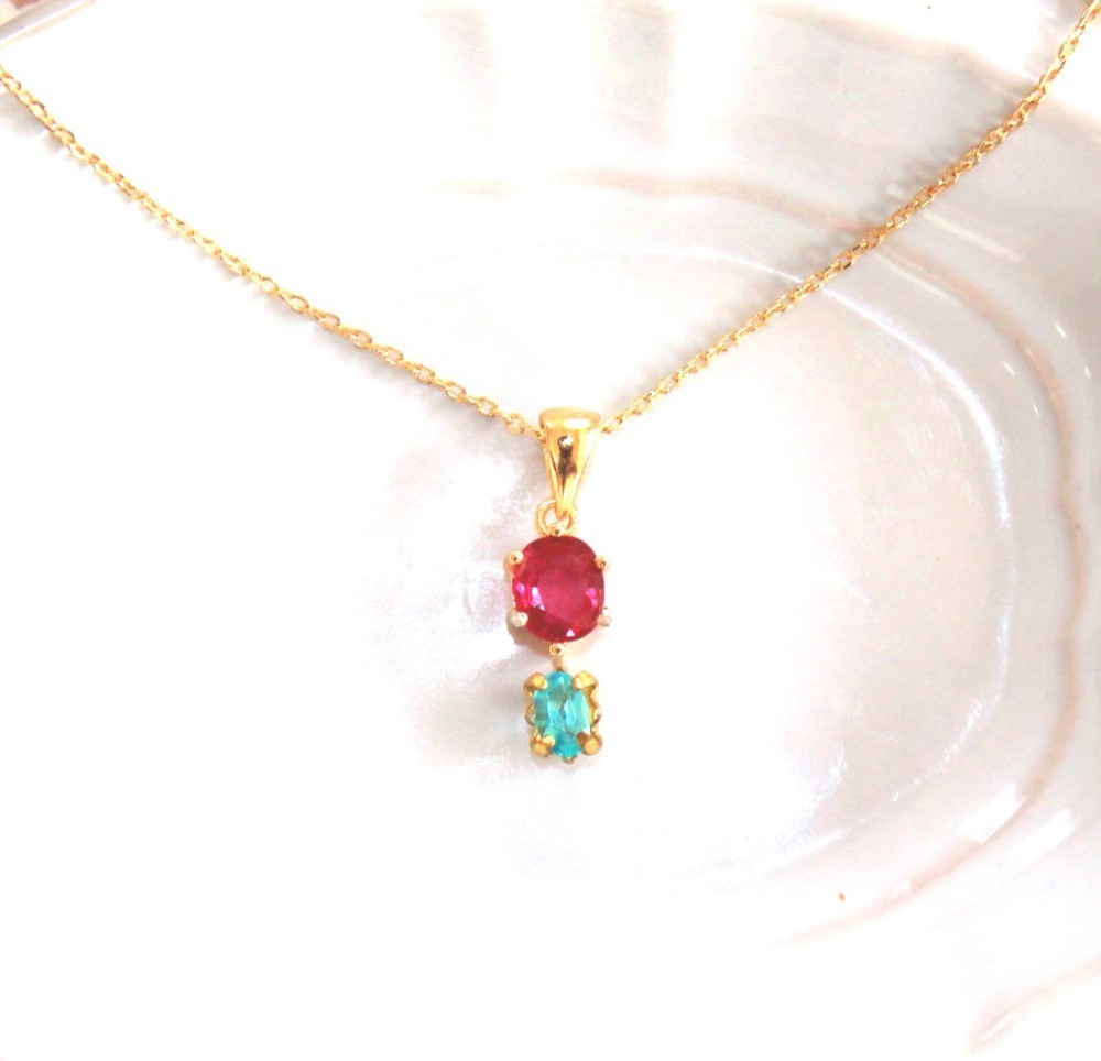 k18- nan goku - Paraiba Tourmaline & Ruby Necklace