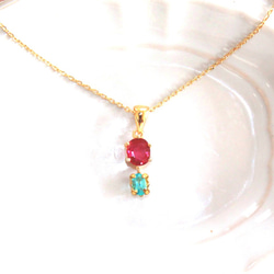 k18- nan goku - Paraiba Tourmaline & Ruby Necklace 2枚目の画像