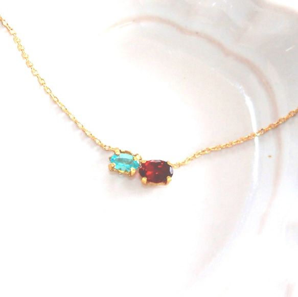 k10- sinkaigyo - Paraiba Tourmaline & Garnet Necklace