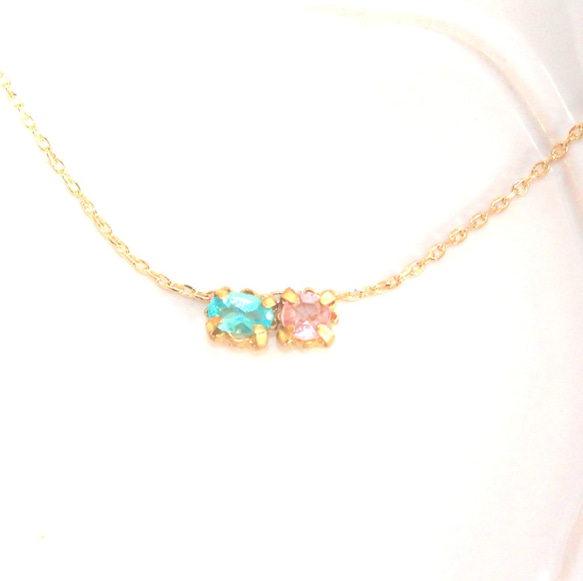 k18- uruoi no haru - Pink Dia & Paraiba Tourmaline Necklace 1枚目の画像