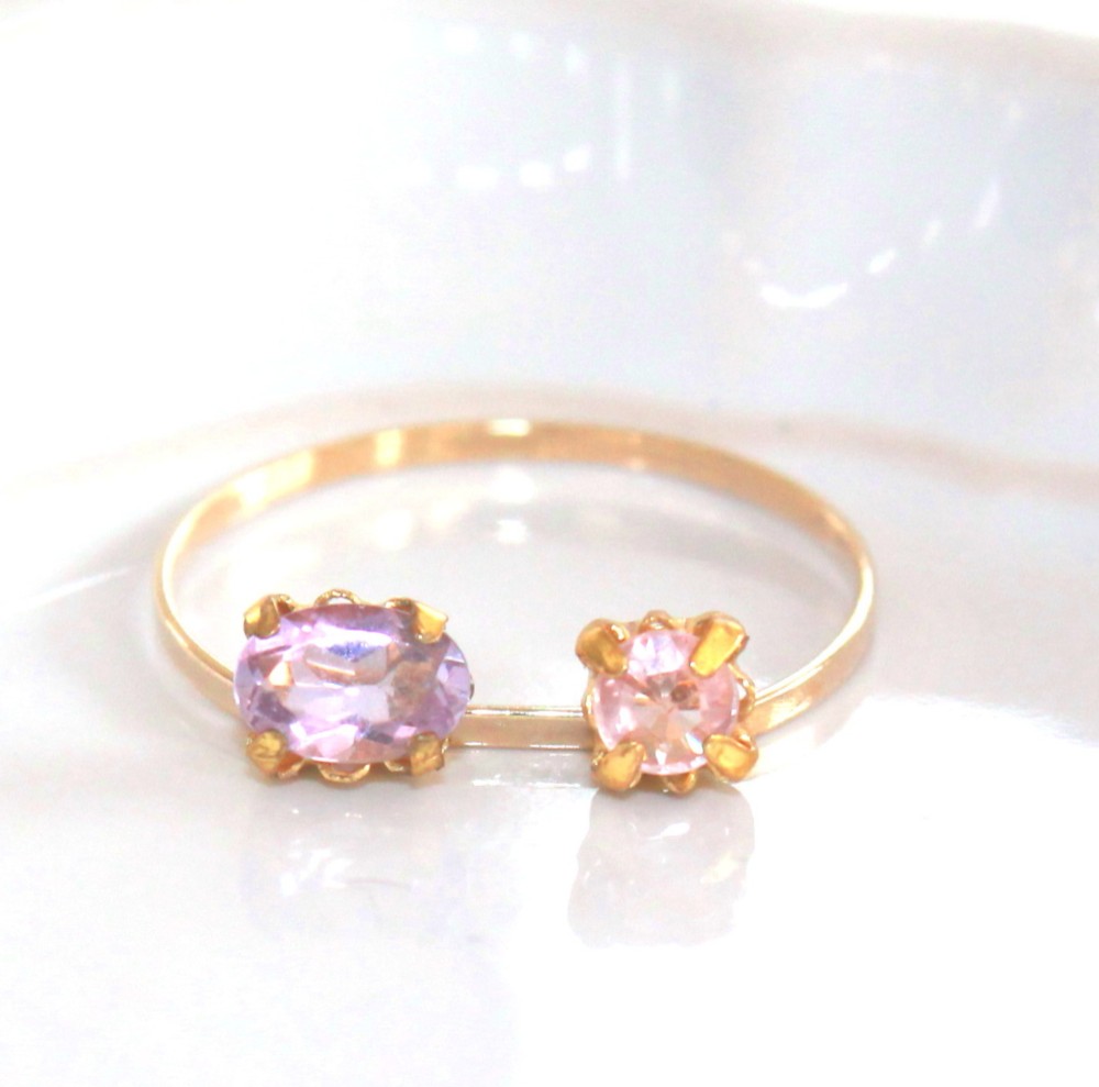 k18gp-haru no hana - Pink Spinel & Amethyst Ring