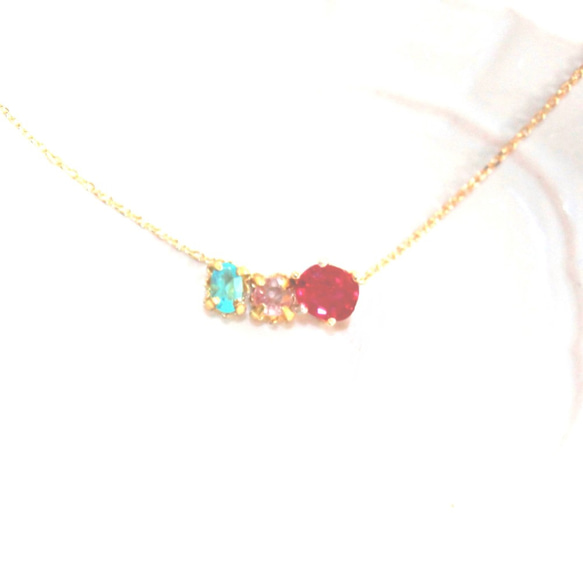 - otome no hikari - Pink Dia & Paraiba & ruby  Necklace 1枚目の画像