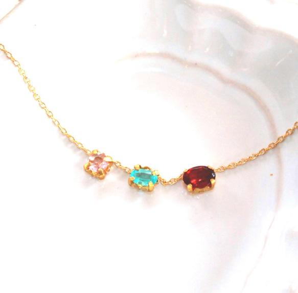 - otome no hikari - Pink Dia & Paraiba & ruby  Necklace 4枚目の画像