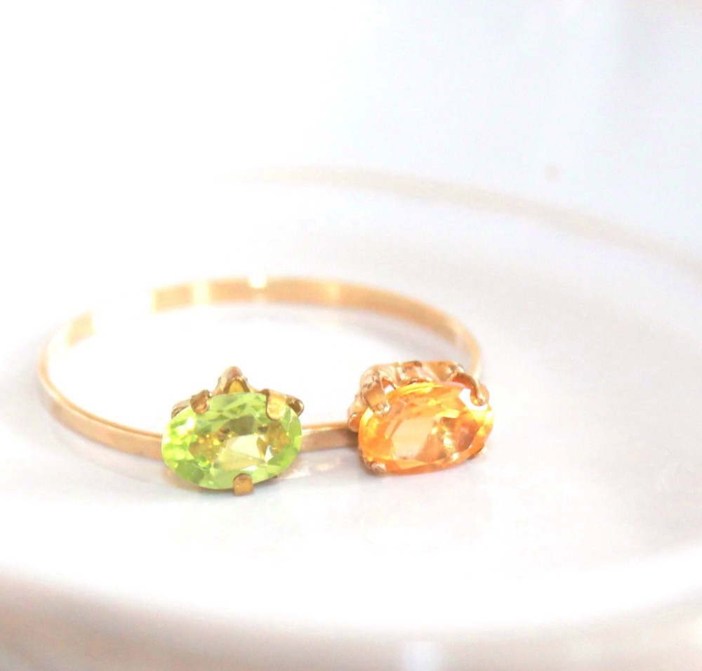 k10- kotatu mikan - Citrin & Peridot Ring