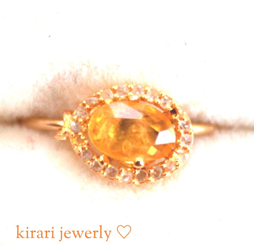 k18 + k18gp 　ダイヤモンド　×　誕生石リング