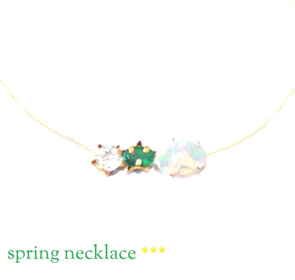 - spring green - Opal & emerald & Blue Topaz Necklace