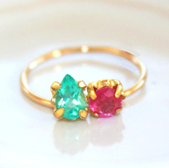 - utukusii ishi - Ruby & Paraiba Tourmaline Ring 2枚目の画像