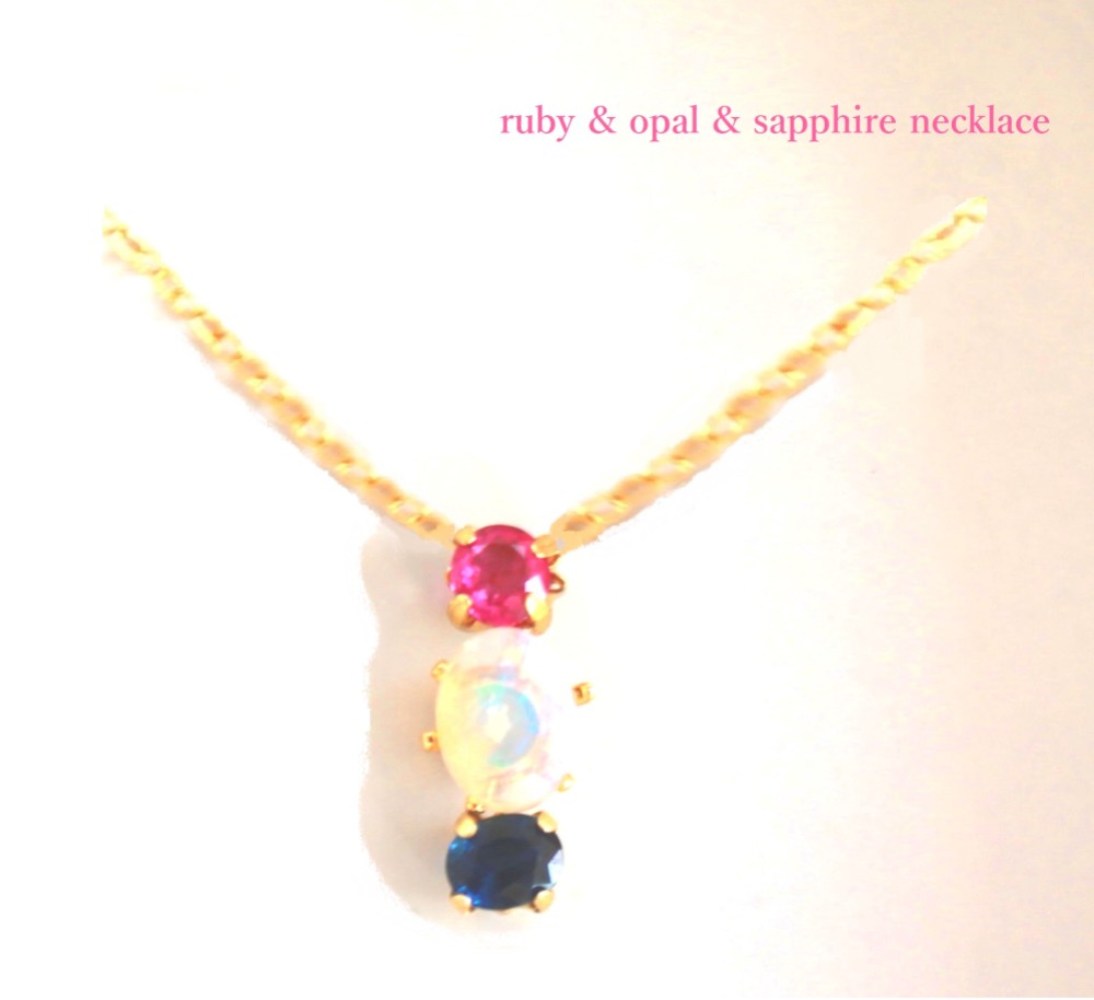 - oshare na ishi - Ruby & Opal & Sapphire Necklace