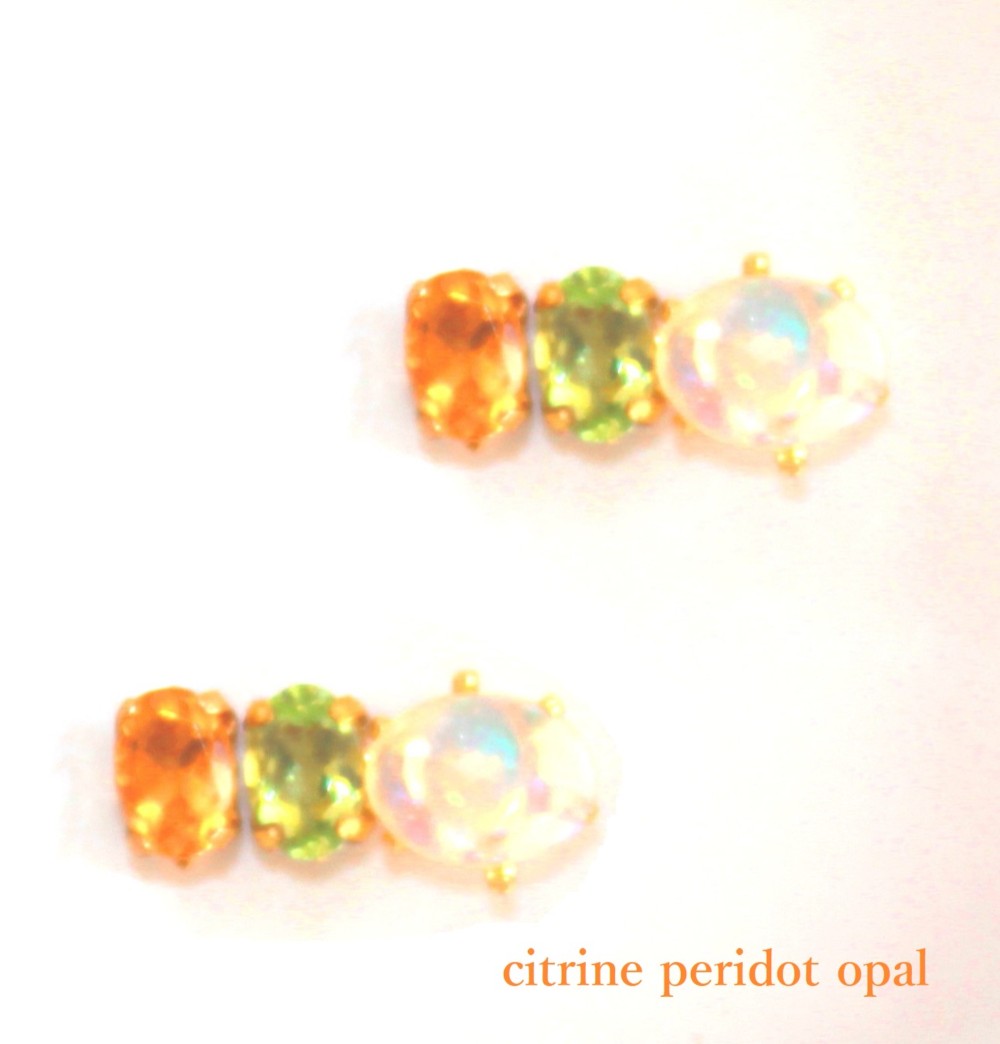 mimosa - Citrine & Peridot & Opal Earrings イヤリング