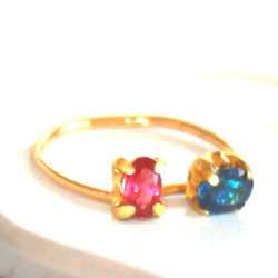 - potepo - Rubellite & Blue Sapphire Ring 1枚目の画像