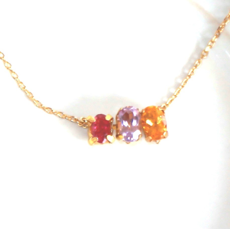- kawaii - Rbellite & Amethyst & Citrine Necklace