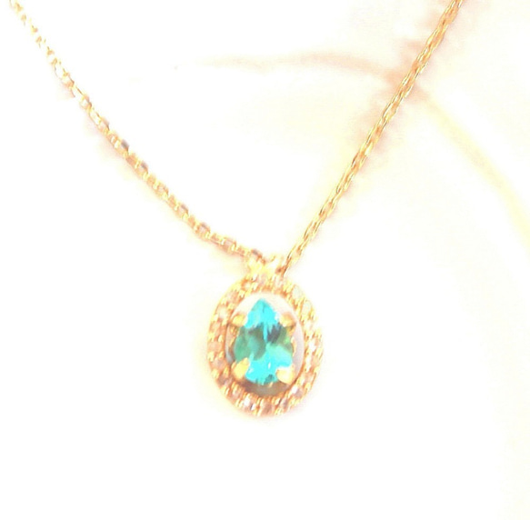 k18 + k18gp - blue - Paraiba Tourmaline ＆ Diamond Necklace 1枚目の画像