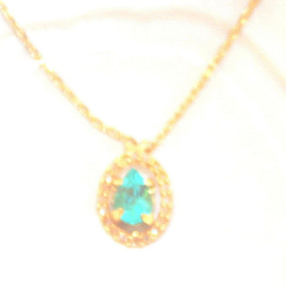 k18 + k18gp - blue - Paraiba Tourmaline ＆ Diamond Necklace 2枚目の画像