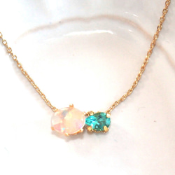 k18 + k18gp - blue - Paraiba Tourmaline ＆ Diamond Necklace 4枚目の画像