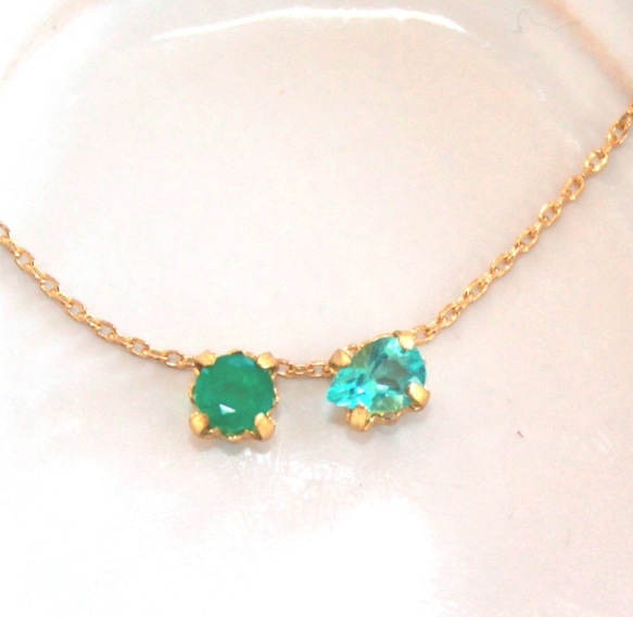 - beauty green - Paraiba Tourmaline & Emerald Necklace 1枚目の画像