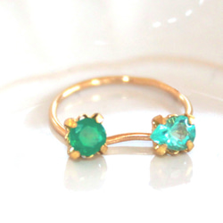 k10 - green - Emerald & Paraiba Tourmaline Ring 1枚目の画像