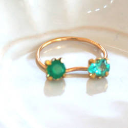 k10 - green - Emerald & Paraiba Tourmaline Ring 2枚目の画像