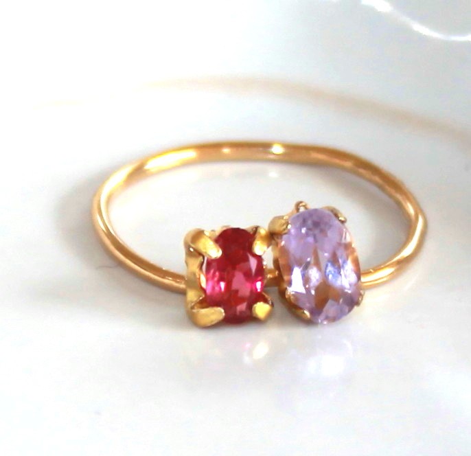 k10 - hana mitu - Rubellite & Amethyst Ring