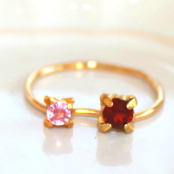 - haynayagi - Pink Sapphire & Garnet Ring 1枚目の画像