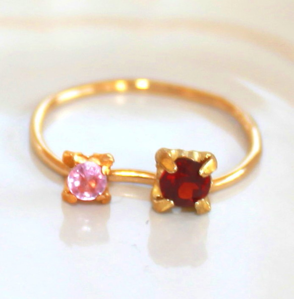 - haynayagi - Pink Sapphire & Garnet Ring 2枚目の画像
