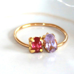 - haynayagi - Pink Sapphire & Garnet Ring 3枚目の画像