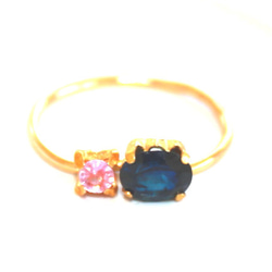 k18- sapphire - Pink Sapphire & Blue Sapphire Ring 1枚目の画像
