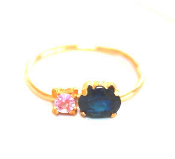 k18- sapphire - Pink Sapphire & Blue Sapphire Ring 2枚目の画像