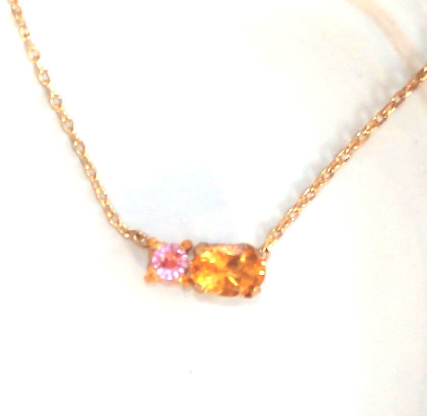 - wagashi 2 - Pink Sapphire & Citrine Necklace