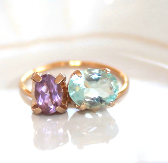 - amechan 3- Topaz & Amethyst Ring 2枚目の画像