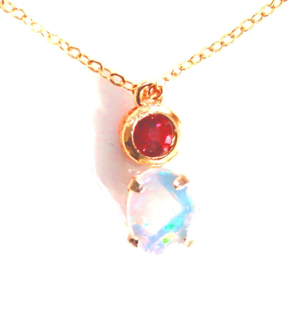 k18 - 太陽 - Ruby & Opal Necklace