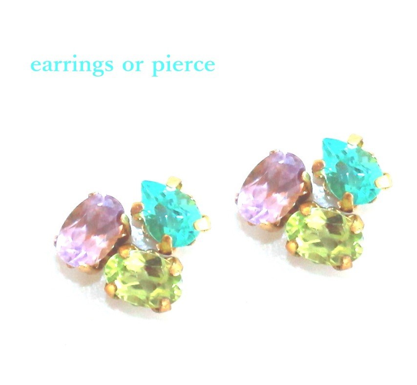- nouryou - Paraiba Tourmaline & Peridot & Amethyst Earrings