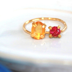 - amame - Yellow Sapphire & Ruby Ring 1枚目の画像